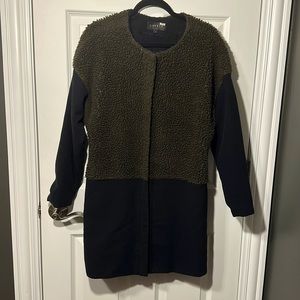 LAVEER FAUX SHEARLING BLACK GREEN COLORBLOCK WINTER COAT